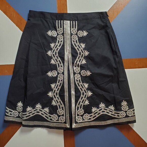 Old Navy Skirt Low Waist Womens 1 Black Silver Embroidery Armor Cosplay Pleated - Picture 1 of 7